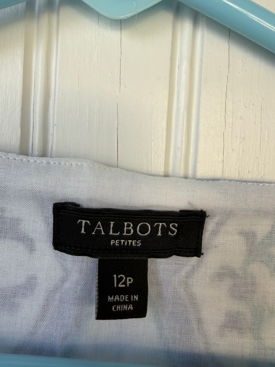 Talbots White Tank Top with Blue & Teal Tile Print - Picture 2 of 10
